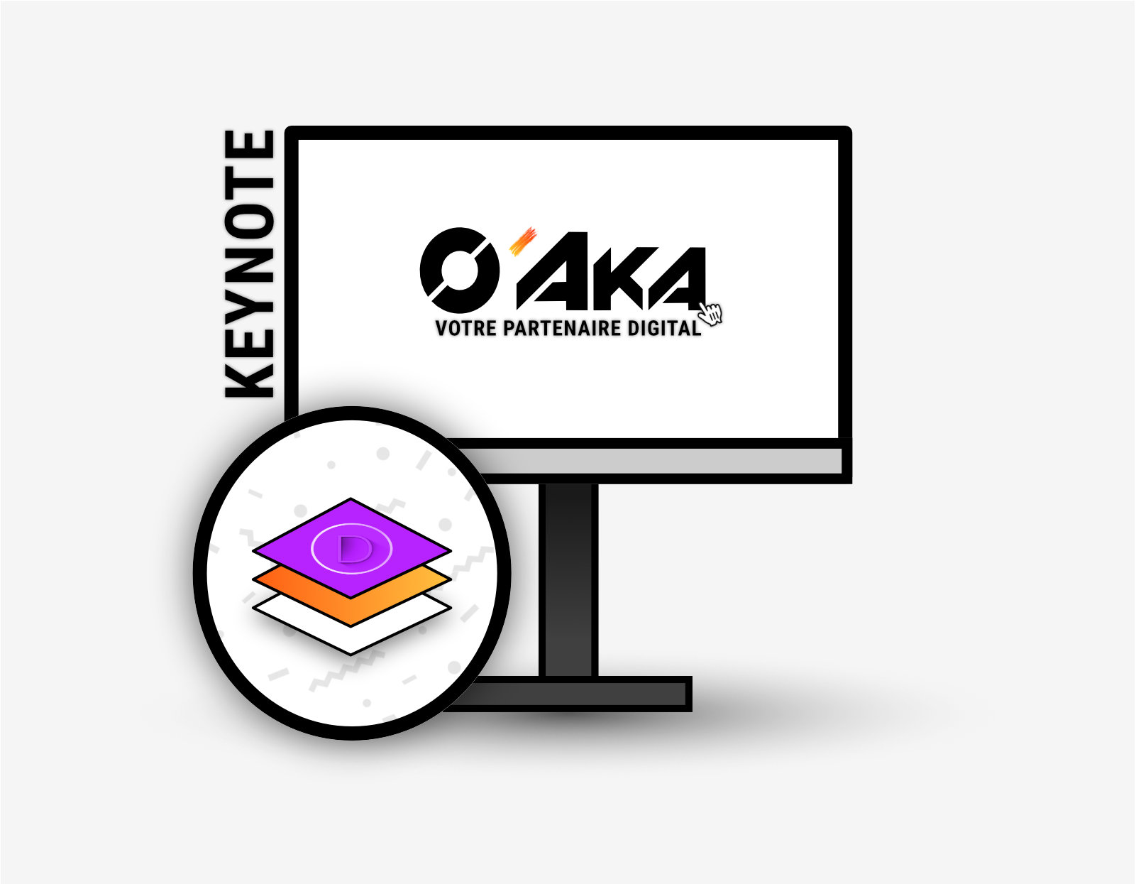 Illustration d'un écran présentant la keynote de oaka