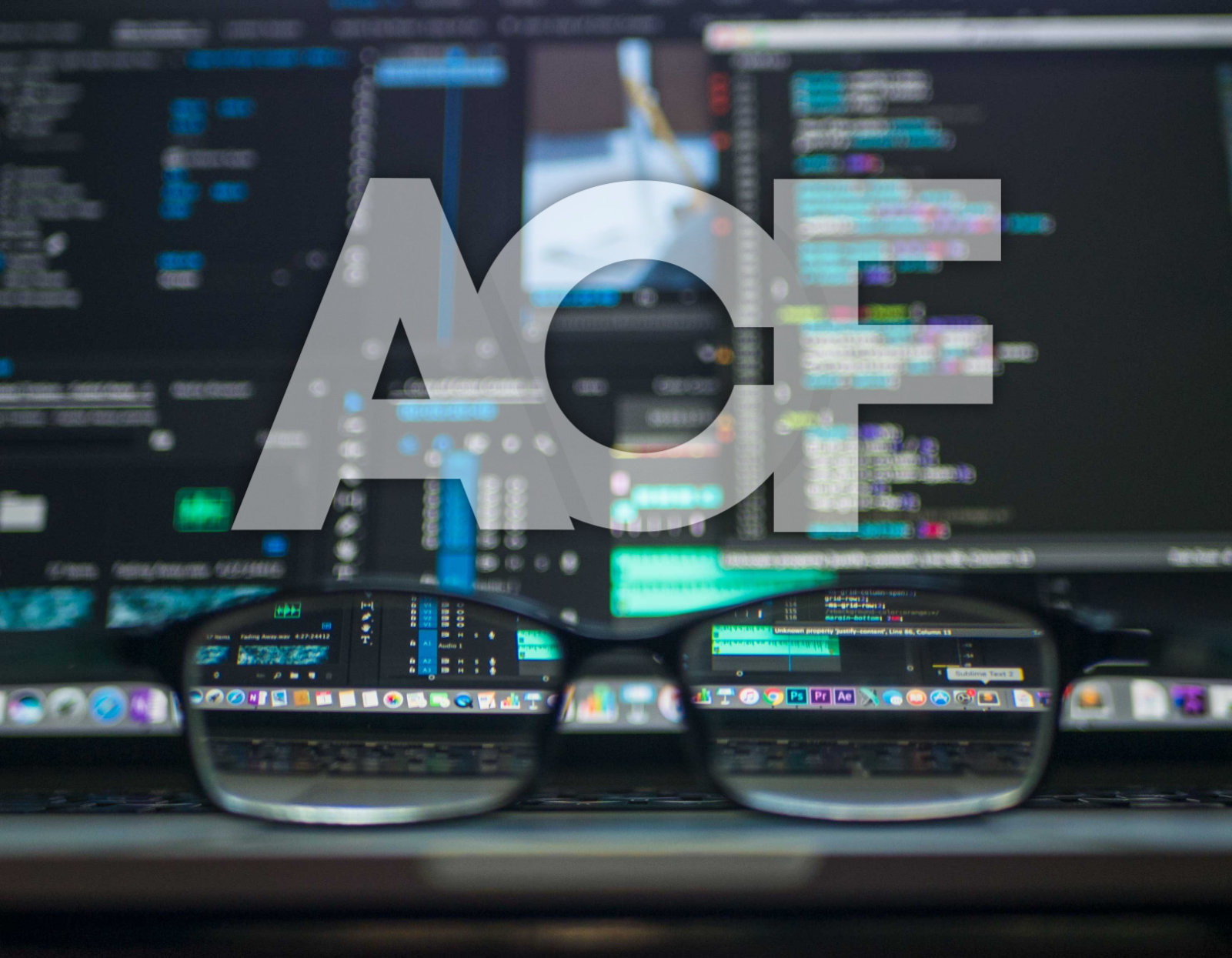 Lunette devant un ordinateur et le logo ACF