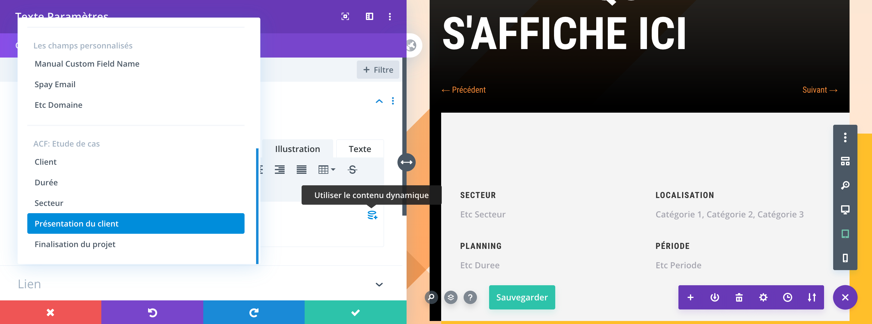 Editeur divi builder et gestion des contenus dynamiques