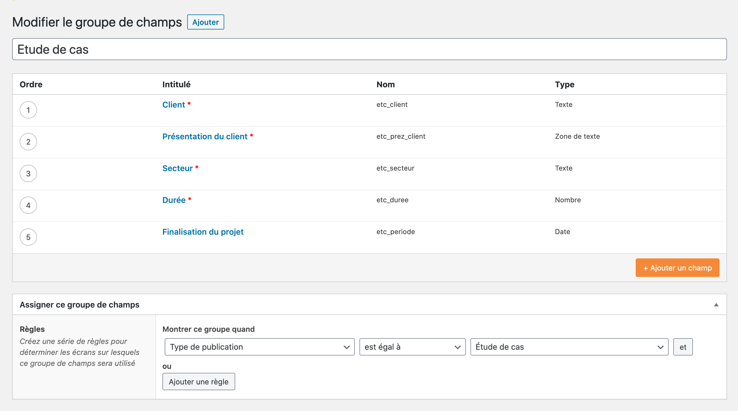 Edition dans le back-office avec Advanced et Custom Field