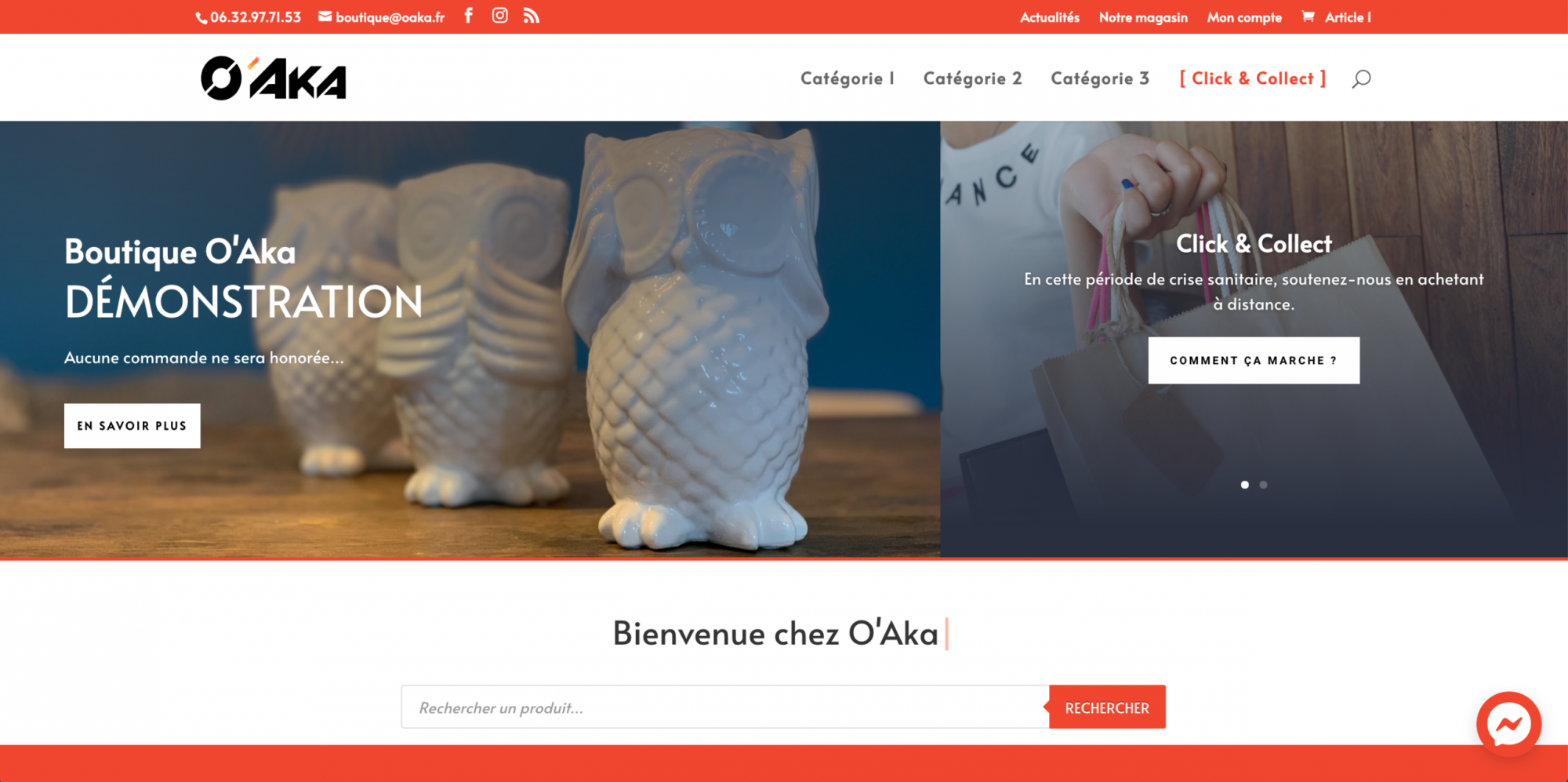Capture d'écran du site ecommerce de démonstration du Pack eCommerce