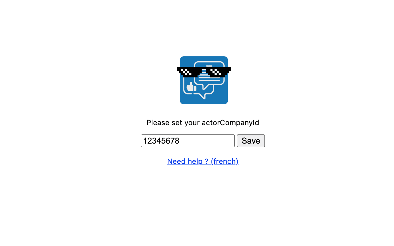 Page d'options de l'extension Chrome Like & Comment as a Company for LinkedIn™