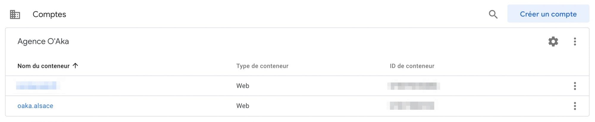 Dashboard d'accueil dans le Tag Manager de GTM
