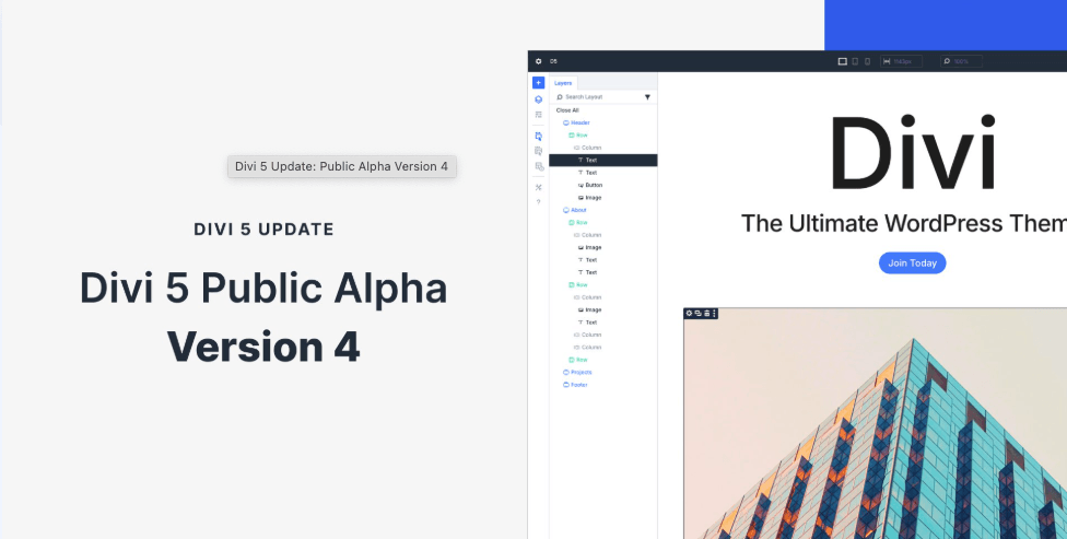 Mise à jour divi 5 public alpha 4