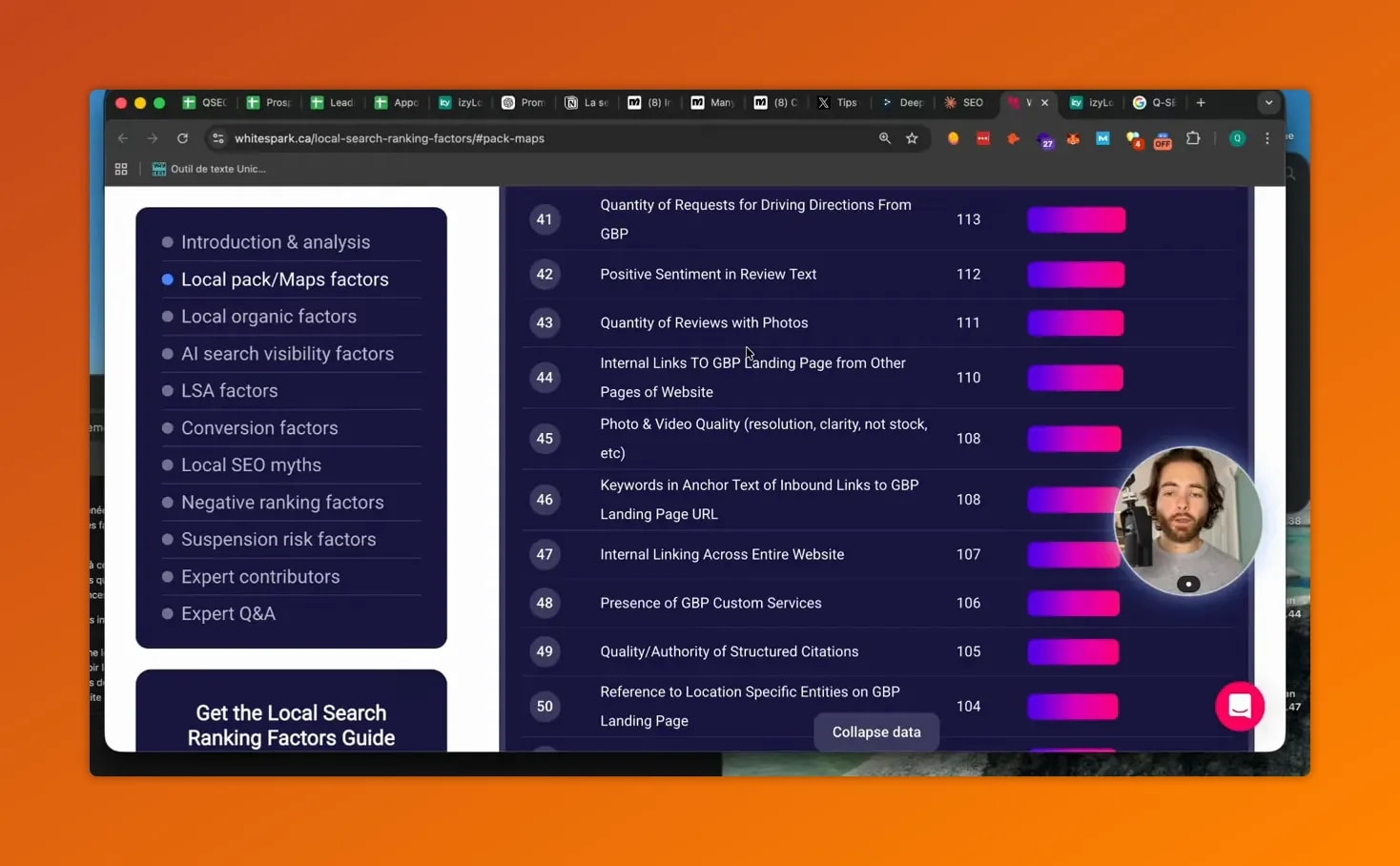 Facteur Google Maps: quantité de demandes d’itinéraire depuis la fiche, affiché dans un tableau