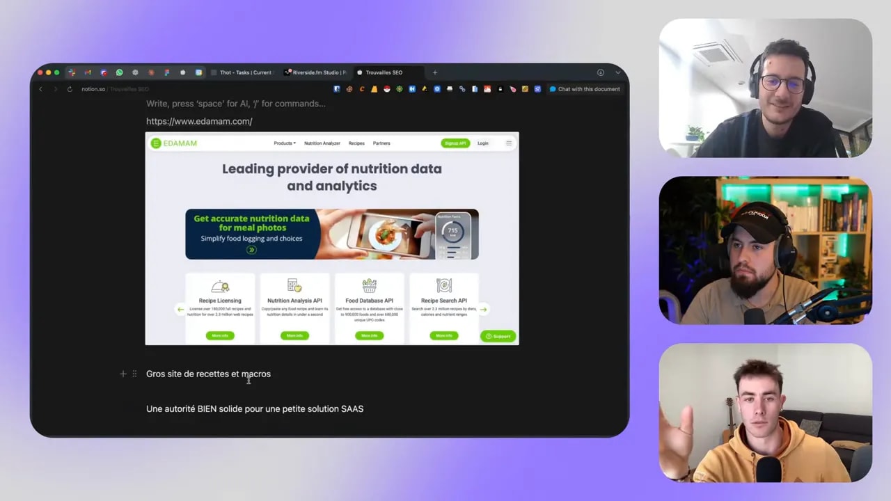 Capture d’écran zoomée sur la page “Leading provider of nutrition data and analytics” (Trouvailles SEO)