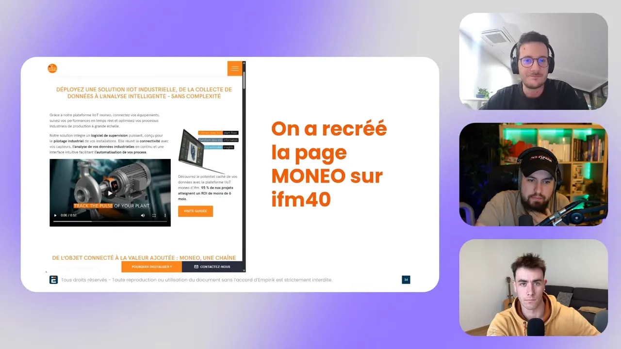 Capture d’écran montrant la page Monéo recréée sur IFM40 avec le texte “On a recrée la page MONEO sur ifm40”