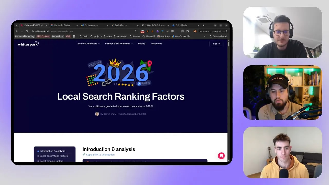 Capture du guide WhiteSpark « Local Search Ranking Factors » avec introduction et éléments de navigation